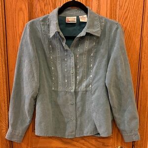 Hasting & Smith Light Teal Button-Up Shirt Suede-like Material